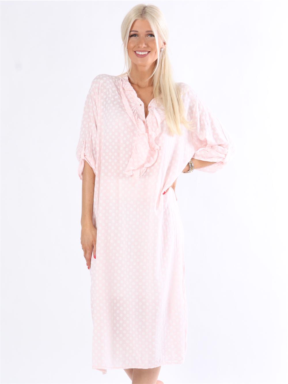 Bonita stripe - Randig skjortklänning med volanger